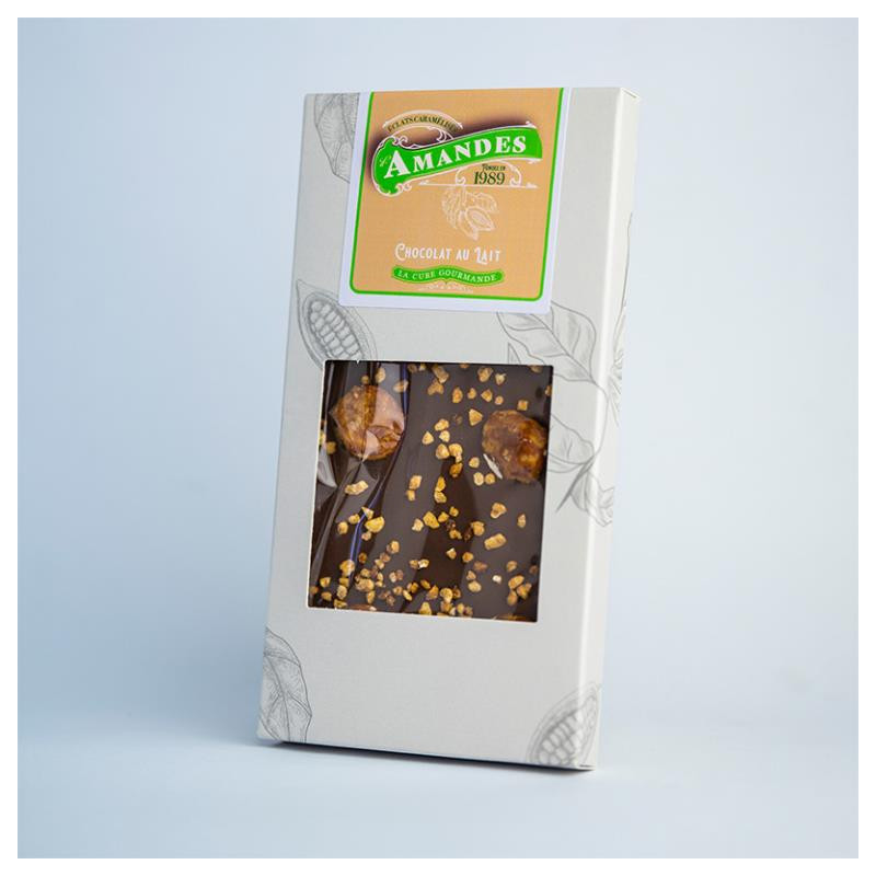 TABLETTE CHOCOLAT LAIT & AMANDES CARAMELISEES 100G