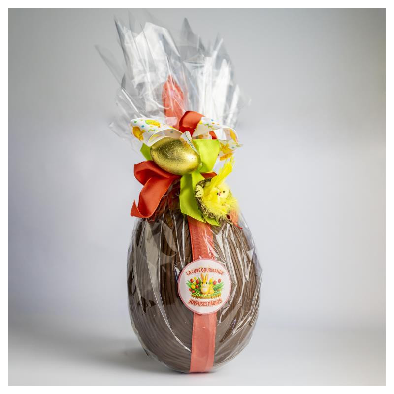 GROS OEUF 730G  GARNI CHOC LAIT 23CM